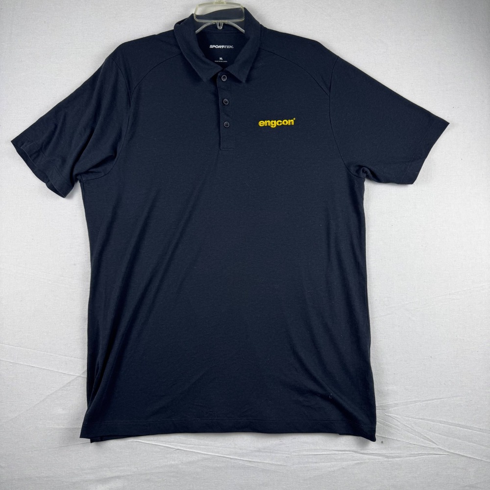 Sport-Tek Mens XL Black Engcon Logo Short Sleeve Tri-Blend Polo Shirt